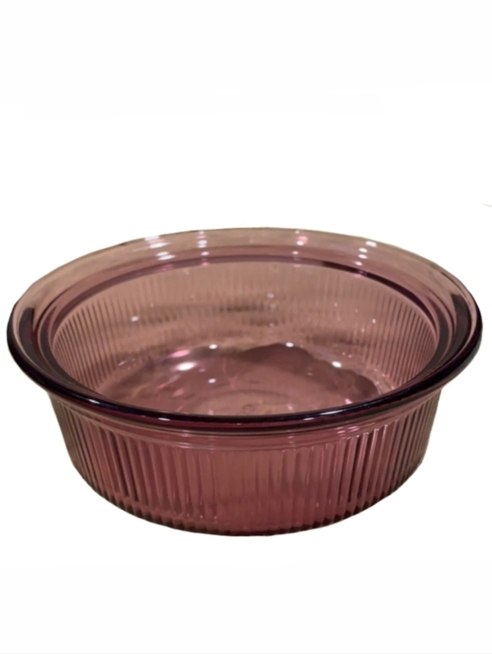 Vintage Cranberry Purple Amethyst Glass Oven Safe Ribbed Baking Dish Chili Bowl